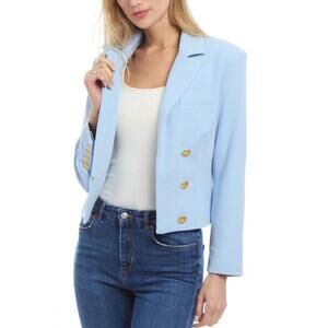 NEW PATTY KIM belle crop blazer in powder blue